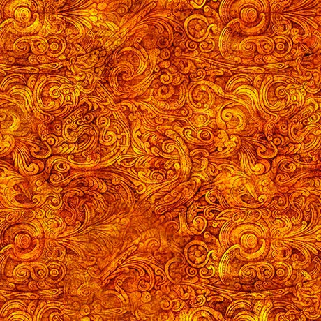Festivus Orange Swirl Fabric Yardage - quilt fabric for sewing and quilting projects