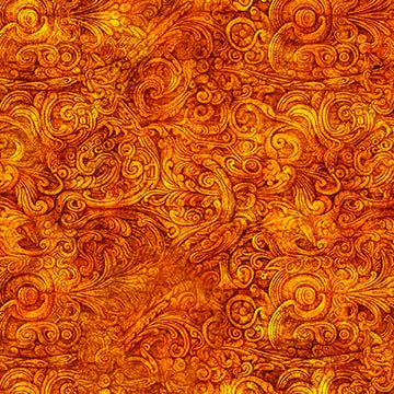 Festivus Orange Swirl Fabric Yardage - quilt fabric for sewing and quilting projects