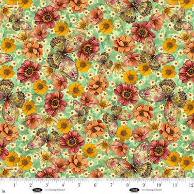 Enchanted Canopy Light Teal Butterflies Fabric Yardage