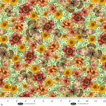 Enchanted Canopy Light Teal Butterflies Fabric Yardage - quilt fabric for sewing and quilting projects