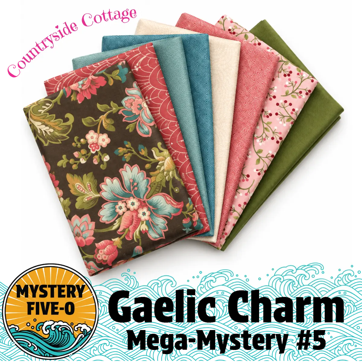 Mystery Five-0 Gaelic Charm Countryside Cottage fabric bundle mystery quilt