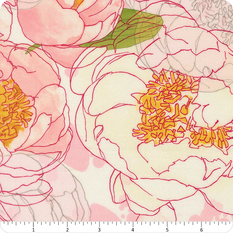 Darling Peony Cream Peonies Fabric Yardage