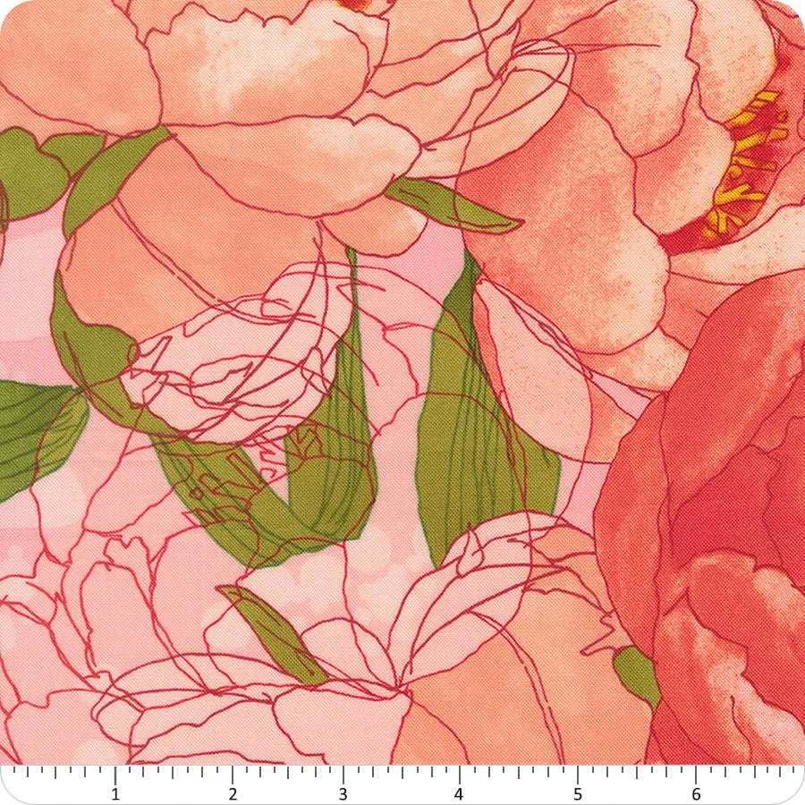Darling Peony Cotton Candy Peonies Fabric Yardage
