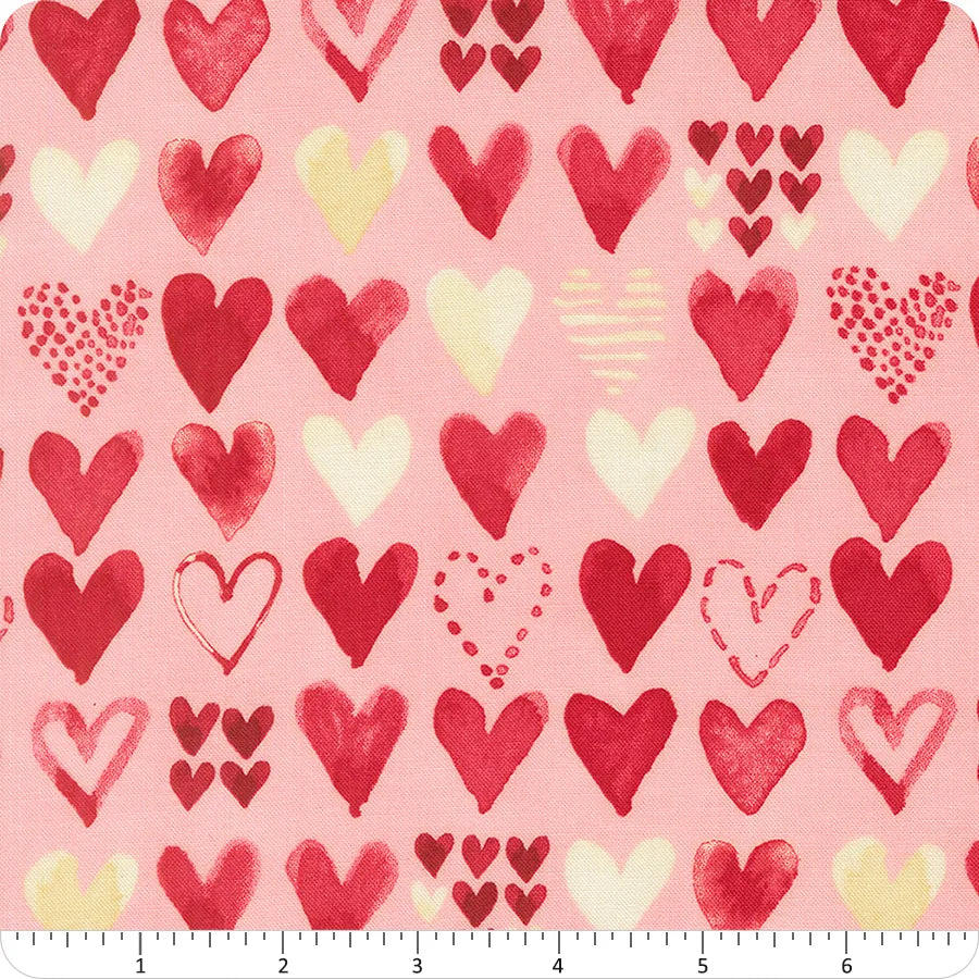 Darling Peony Cotton Candy Hearts Fabric Yardage