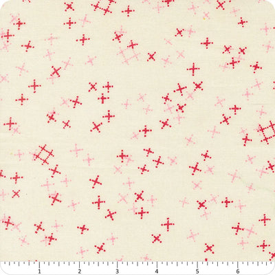 Darling Peony Cream Tiny Pluses Fabric Yardage