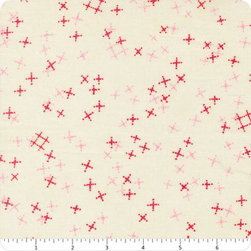 Darling Peony Cream Tiny Pluses Fabric Yardage