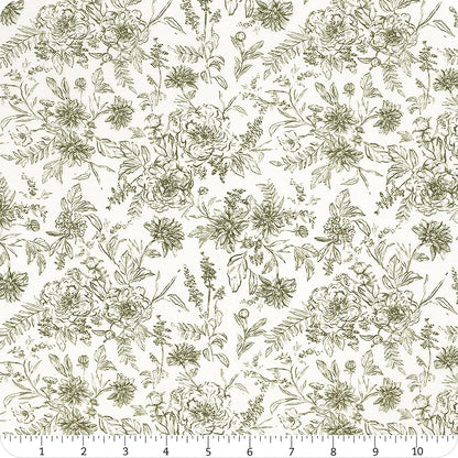 Graceful Blossoms on White 108" Wide 3 Yard Quilt Fabric Back Pack - image 1 - wide quilt backing fabric for longarm quilting