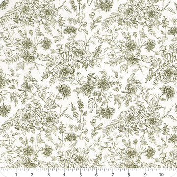 Graceful Blossoms on White 108" Wide 3 Yard Quilt Fabric Back Pack - image 1 - wide quilt backing fabric for longarm quilting