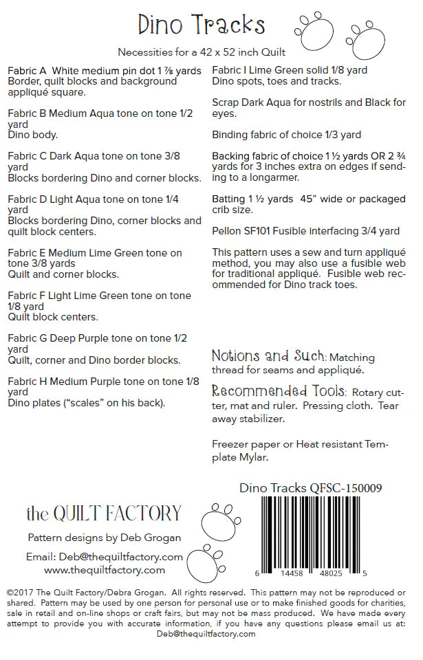 Dino Tracks Quilt Pattern