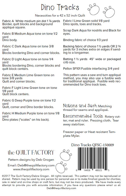 Dino Tracks Quilt Pattern