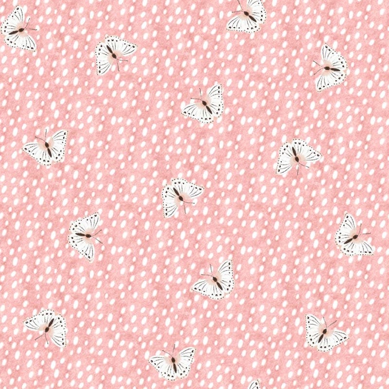 Baby in Bloom Fluttering Fawn Pink Flannel Fabric Yardage