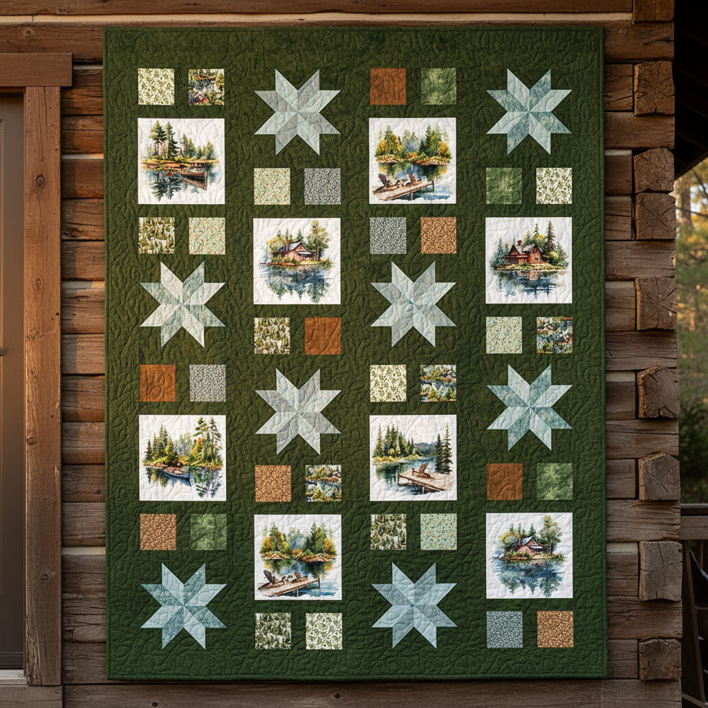 Farmer's Stardust Quilt - Log Cabin Morning Light
