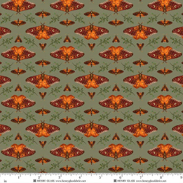 Harvest Haunt Green Moths Fabric Yardage by Blank Quilting