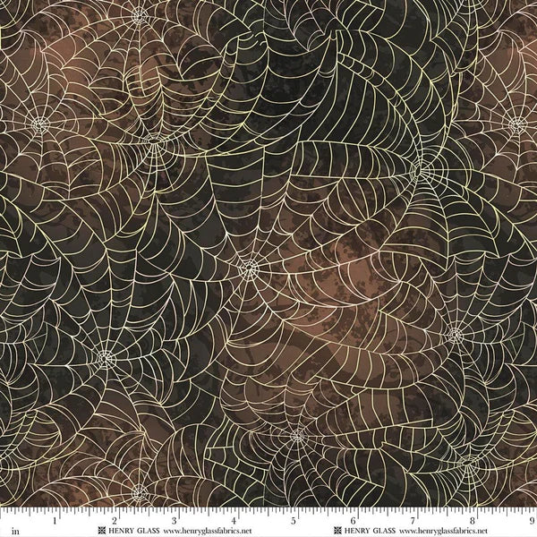Harvest Haunt 4814-97 Charcoal Spider Web With Shadows_600X quilting fabric