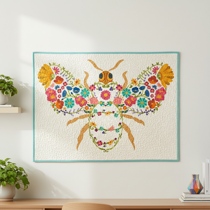 Honey Bee Quilt - Bright Dorm Room No Lights
