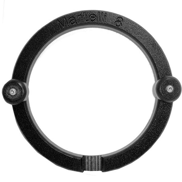 The Grippers Quilting Hoop 8in by Brewer Sewing is a black, circular plastic tool with textured edges and two knobs, perfect for free-motion quilting and a great addition to your sewing machine accessories.