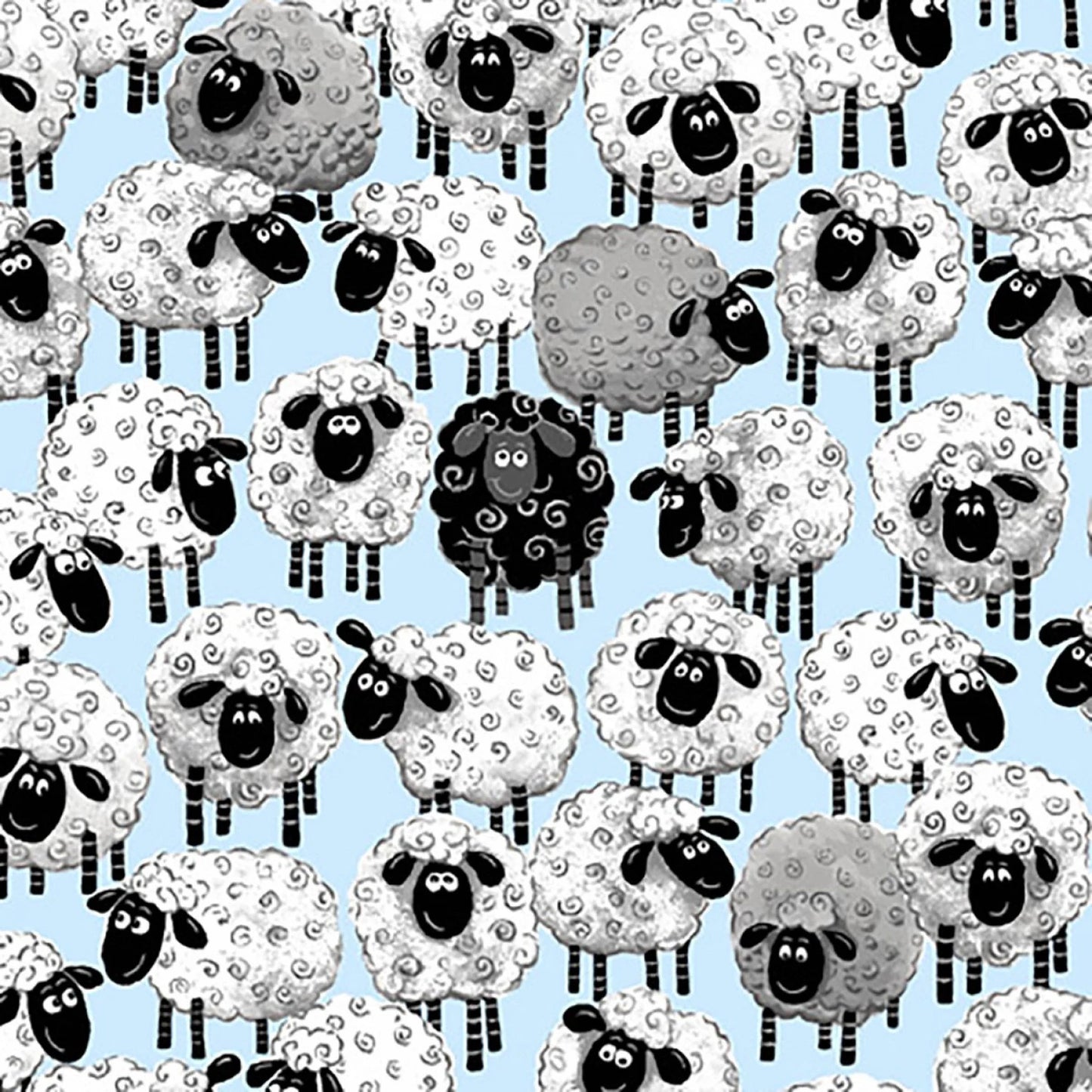 Lewe the Ewe Light Blue Allover Sheep Fabric Yardage
