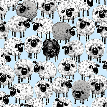 Lewe the Ewe Light Blue Allover Sheep Fabric Yardage
