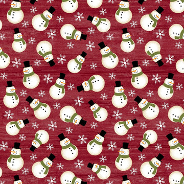 Crossroads Snowman Red Flannel Fabric Yardage - quilt fabric for sewing and quilting projects
