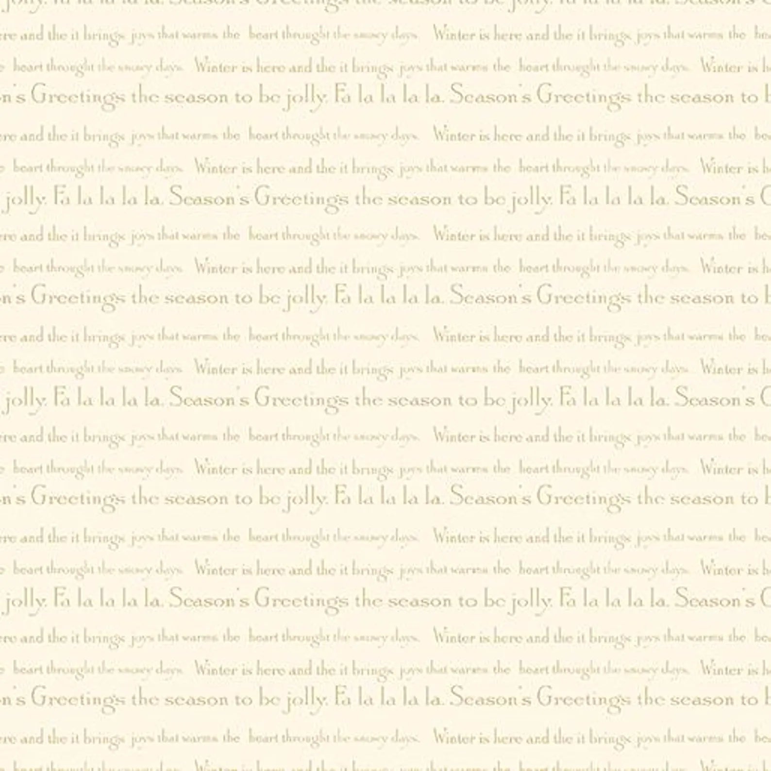 White Christmas Song Cream Fabric Yardage by Benartex features elegant holiday phrases like “Seasons Greetings” and “Fa la la la la” in a light script, making it perfect for festive projects.