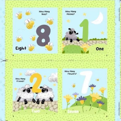 Lewe the Ewe Light Blue Count with Lewe Book Panel - image 2 - quilt fabric panel for quilting projects