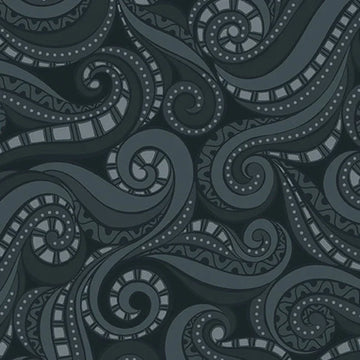 Ocean Charcoal with Pearlescent Fabric Yardage - quilt fabric for sewing and quilting projects