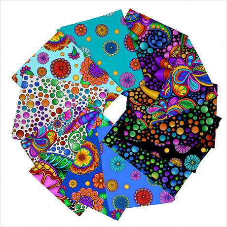 Carnivale Fat Quarter Bundle by QT Fabrics - colorful 100% cotton precut fabric bundle