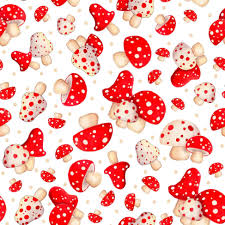 Gnome for the Holidays White Mushrooms fabric by QT Fabrics