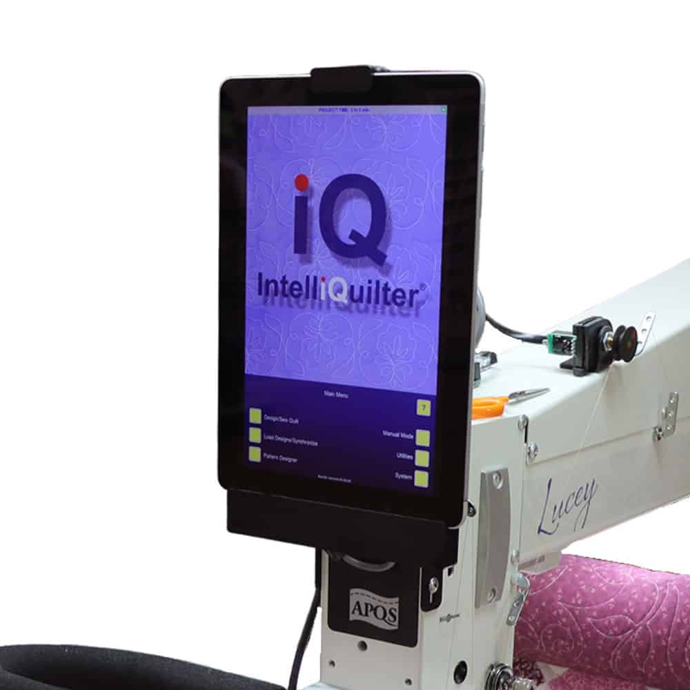 Intelliquilter computerized quilting system on APQS Lucey longarm machine