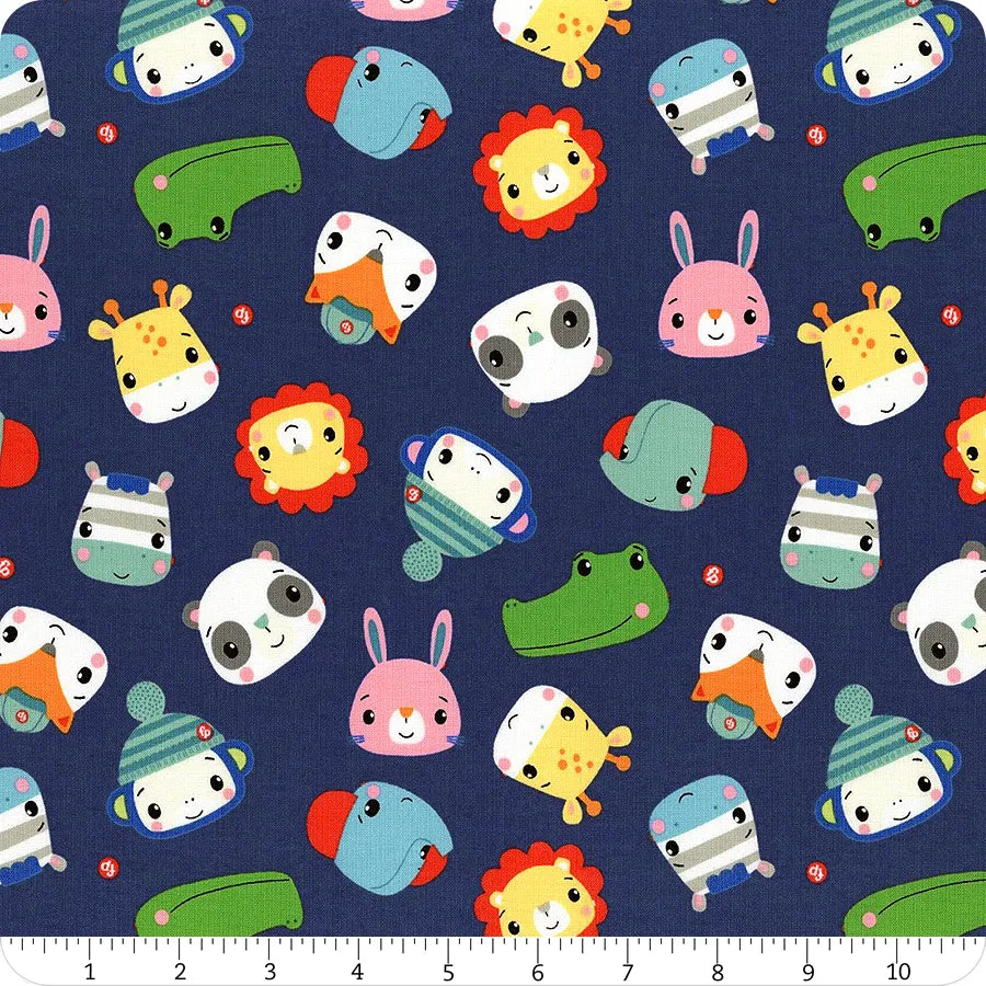 Let's Play! Animal Friends Flannel Navy