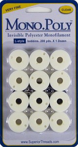 Monopoly Thread Bobbins Prewound - Clear