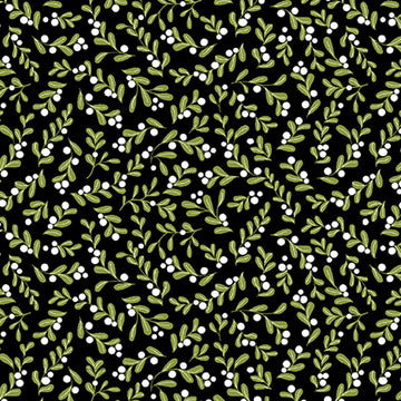 Crossroads Berry Flannel Black Fabric Yardage - quilt fabric for sewing and quilting projects
