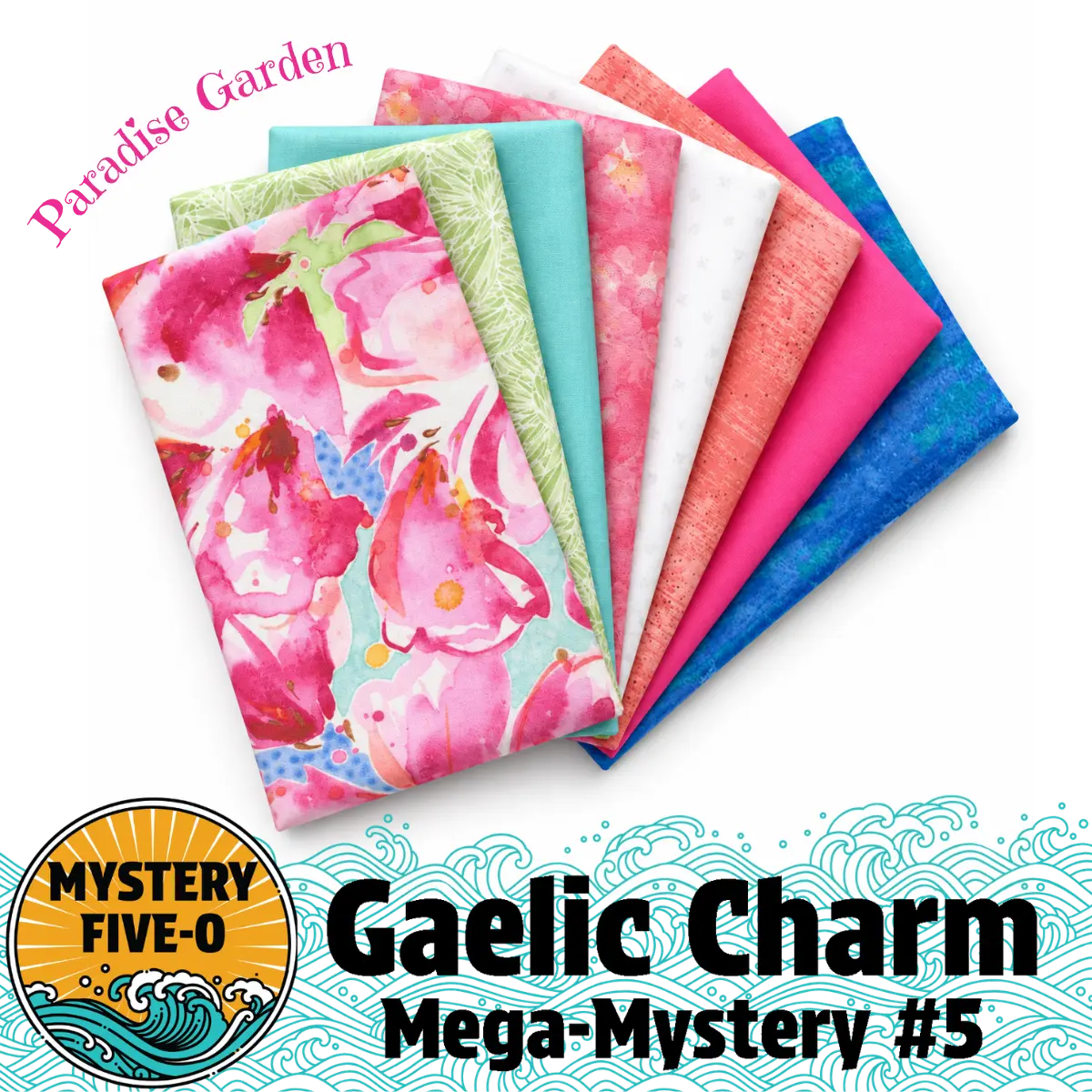 Mystery Five-0 Gaelic Charm Paradise Garden floral fabric bundle mystery quilt