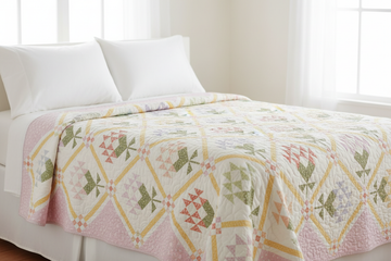 Pastel Prairie Tulip Quilt - Twin Bed
