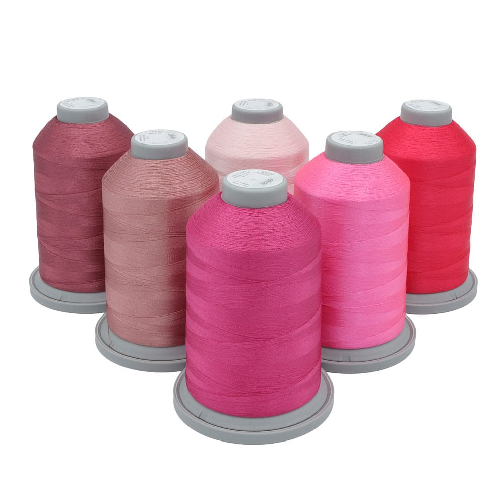 Glide Thread Color Block Bundle - Pink -six cones of pink Glide thread on a white background