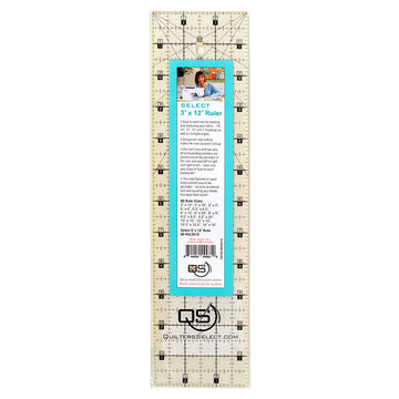 Quilters Select Precision Machine Quilting Ruler 3in x 12in - quilting ruler for precision cutting