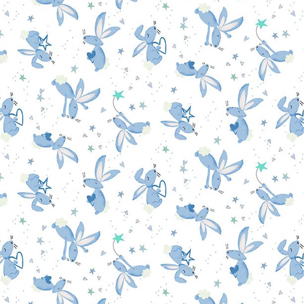 Safari Lullaby White Bunny Toss Fabric Yardage