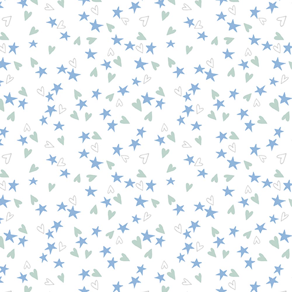 Safari Lullaby White Hearts and Stars Fabric Yardage