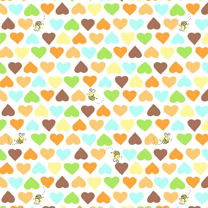 Sweet Bees Hearts and Bees Light Gold Fabric Yardage