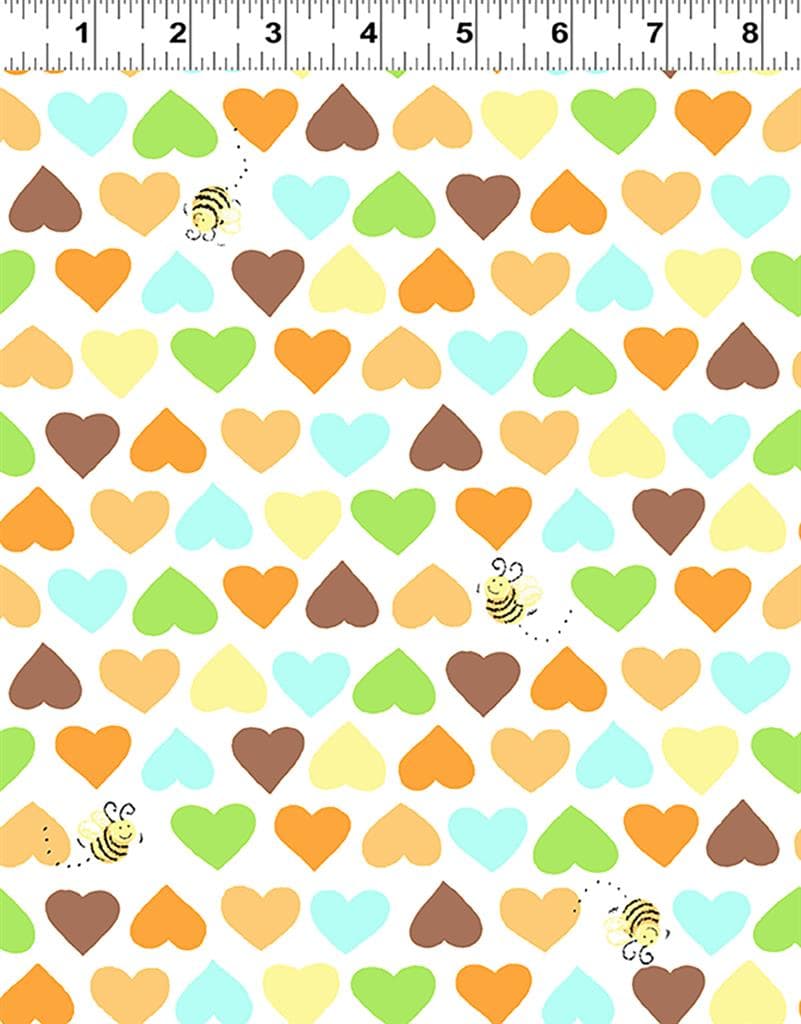 Sweet Bees Hearts and Bees Light Gold Fabric Yardage