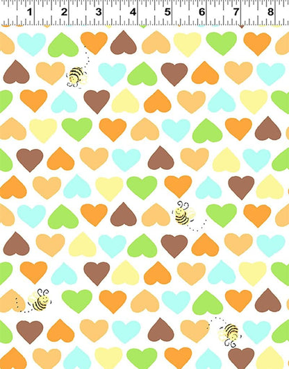 Sweet Bees Hearts and Bees Light Gold Fabric Yardage