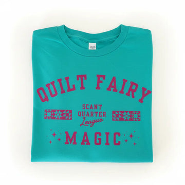 Scant Quarter League Teal Long Sleeve V-Neck T-Shirt - image 1 - quilting supply from Quilted Joy
