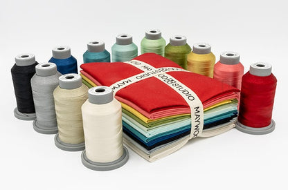 Silky Solids Fat Quarter bundle and Co-ordinating Silky Solids Glide Thread Pack Available at Quilted Joy