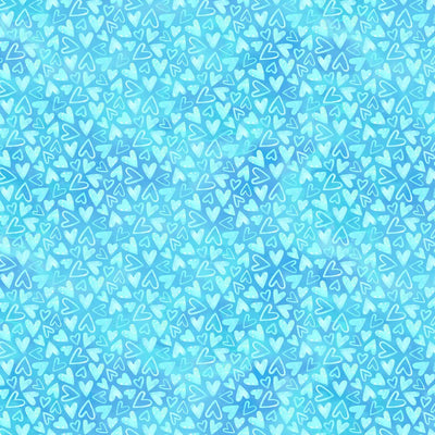 Sparkle Magic Blue Hearts Fabric Yardage