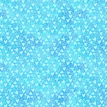 Sparkle Magic Blue Hearts Fabric Yardage