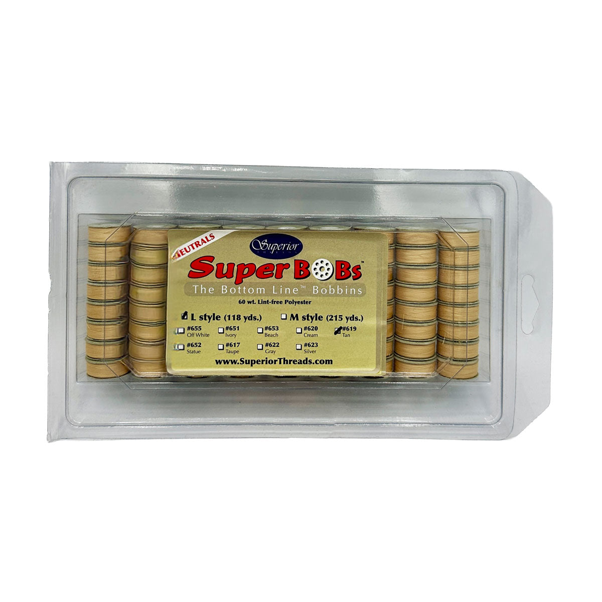 SuperBobs Polyester Bobbin 72 pack L-Style Tan