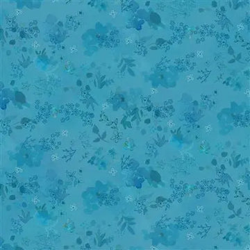 Blue Meadow Digital Flower Wash Sky Fabric Yardage