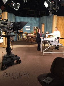 Angela on the set of Love of Quilting