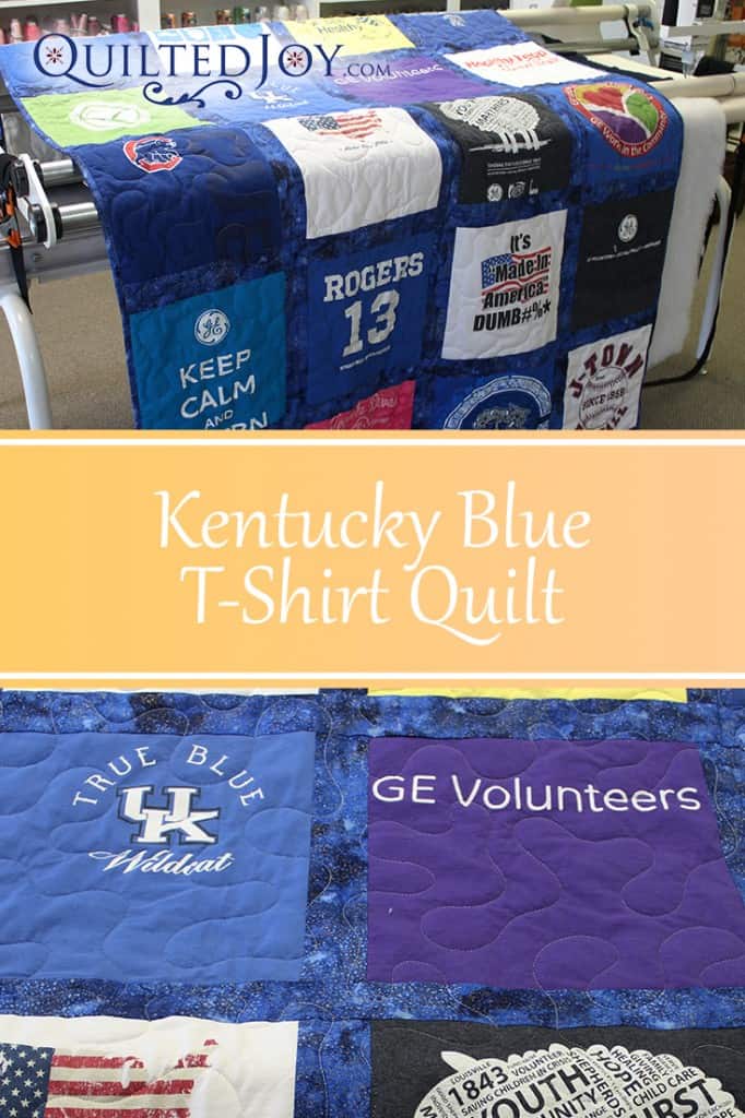 Kentucky Blue T-Shirt Quilt quilted by Angela Huffman