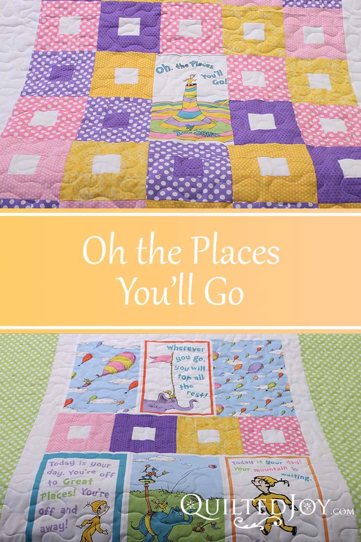 Oh the Places You'll Go, quilted by Angela Huffman - QuiltedJoy.com